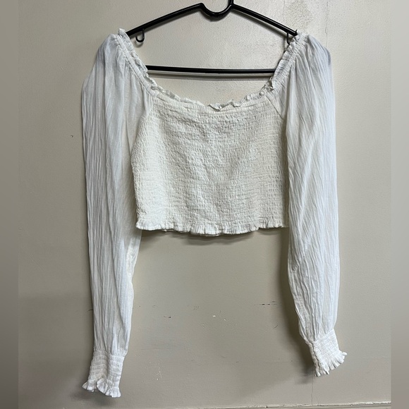 Aerie Long Sleeve Pretty Smocked Top, Soft Muslin - Picture 4 of 6